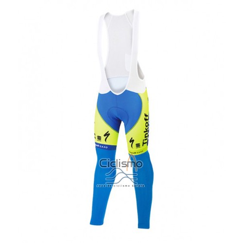 Tinkoff Saxo Bank Ropa Ciclismo Culotte Largo 2016 Mangas Largas AMarillo y Azul